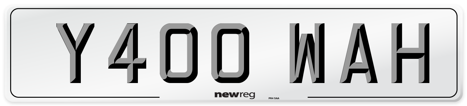 Y400 WAH Number Plate from New Reg